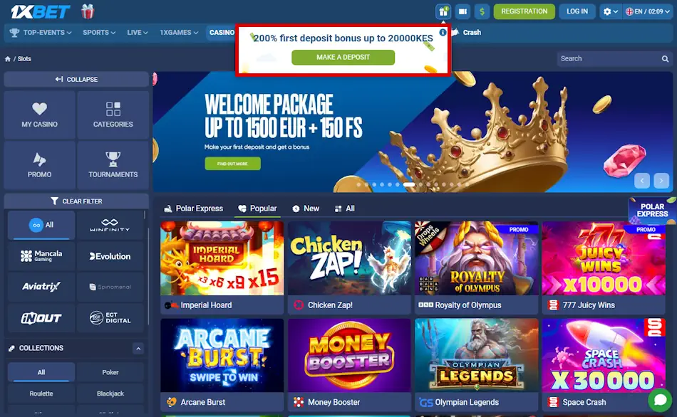 1xBet Casino Casino and Slots Screenshot